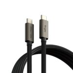 Juodas kabelis Ringke USB 3.2 Gen 2x2 Type-C Cable PD240W su tvirtu pynimu