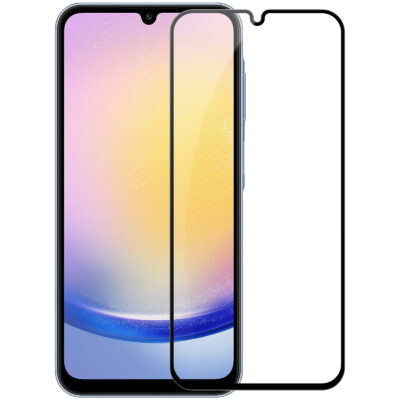Juodas apsauginis grūdintas stiklas Nillkin Tempered Glass 2.5D CP+ PRO telefonui Samsung Galaxy A25 5G su išskirtiniu kameros užpildo formavimu