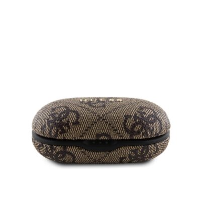 Rudos belaidės ausinės Guess True Wireless 4G PU metal logo Bluetooth 5.3 atveju