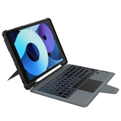 Juodas dėklas Nillkin Bumper Combo Keyboard su atgal apšviestu klaviatūra ir iPad 10.2 colių 2019/2020/2021 modeliais