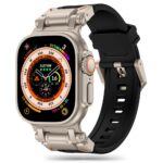 Juoda-titano spalvos apyrankė Apple Watch su juodu silikoniniu dirželiu ir titano apsauga