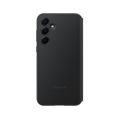 juodas originalus deklas ef-za556cbe smart view telefonui samsung galaxy a55 5g atverstas nugarine puse matomas is priekio