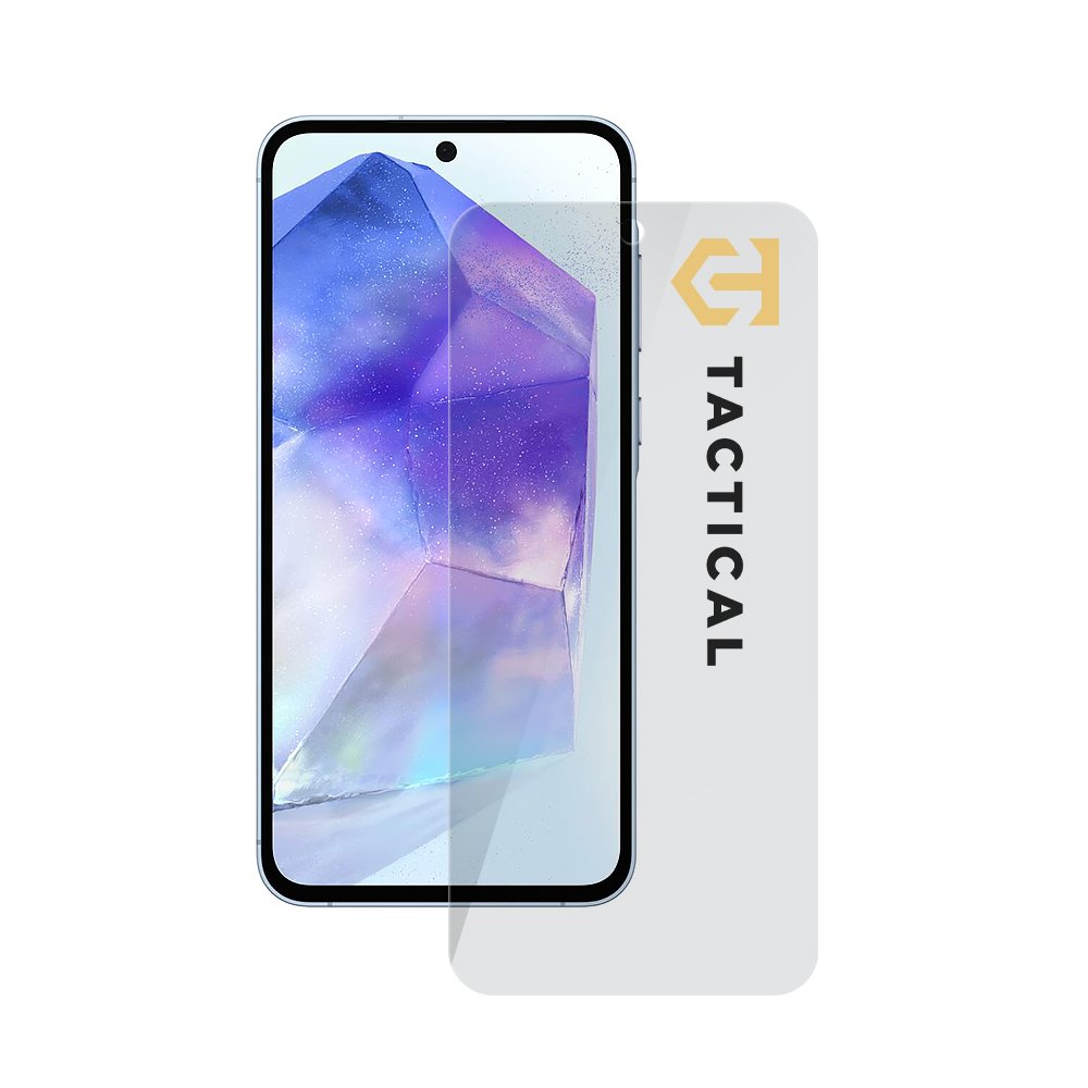 Skaidrus apsauginis stiklas telefonui Samsung Galaxy A55 5G Tactical Glass Shield 2.5D Skaidrus apsauginis stiklas telefonui Samsung Galaxy A55 5G Tactical Glass Shield 2.5D ant telefono ekrano.