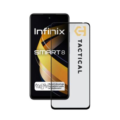Juodas apsauginis ekrano stikliukas Infinix Smart 8 Tactical Glass Shield 5D su matiniu apvadu