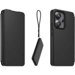 Juodas originalus dėklas Book Necklace telefonui Xiaomi Redmi Note 13 Pro Plus 5G triju kampu