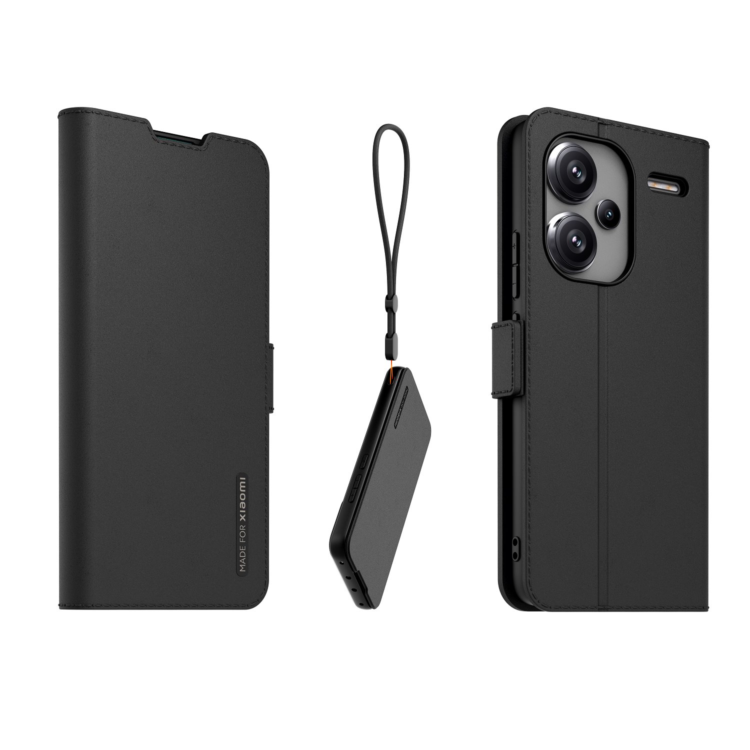 Juodas originalus dėklas Book Necklace telefonui Xiaomi Redmi Note 13 Pro Plus 5G Juodas originalus dėklas Book Necklace telefonui Xiaomi Redmi Note 13 Pro Plus 5G su uždarymu ir dirželiu