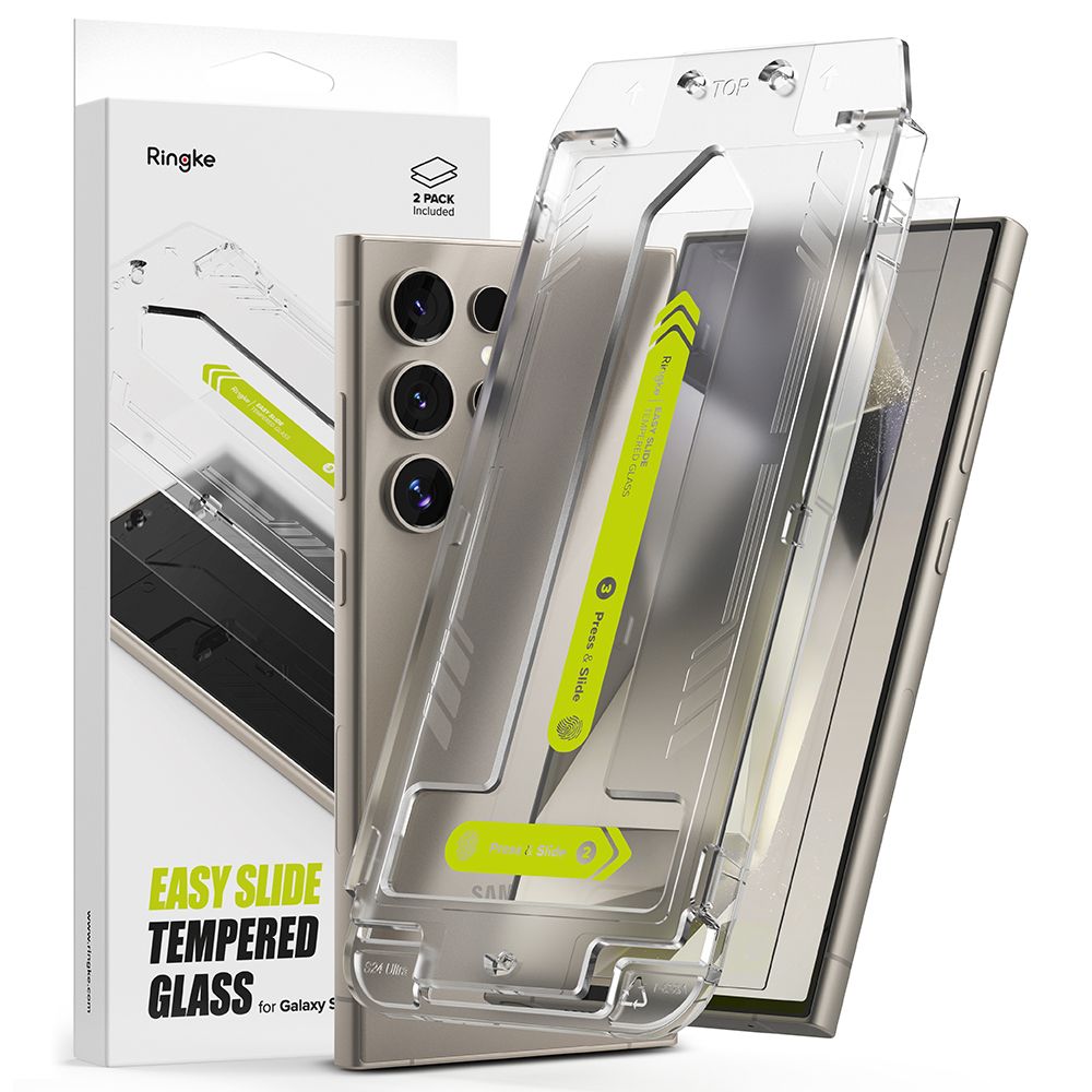 Apsauginis ekrano stikliukas Samsung Galaxy S24 Ultra Ringke Easy Slide 2-Pack Apsauginis ekrano stikliukas Samsung Galaxy S24 Ultra Ringke Easy Slide 2-Pack su permatomu montavimo įrankiu