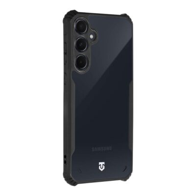 Skaidrus-juodas dėklas Tactical Quantum Stealth telefonui Samsung Galaxy A35 5G su tvirtais juodais kraštais