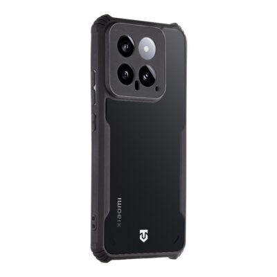 Skaidrus-juodas dėklas Tactical Quantum Stealth telefonui Xiaomi 14 juodos spalvos su apsauga kameros srityje