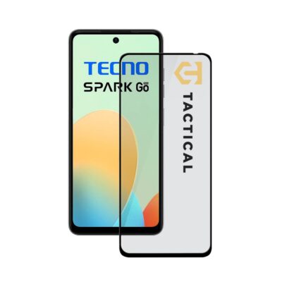 Juodas apsauginis ekrano stikliukas Tecno Spark GO 2024 Tactical Glass Shield 5D prie telefono ekrano