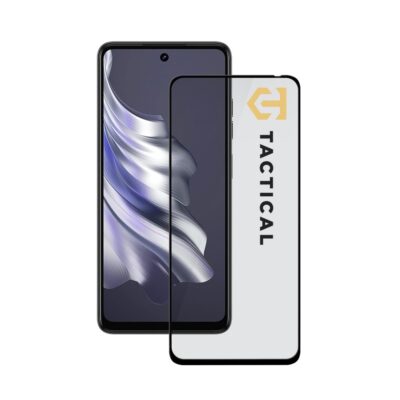 Juodas apsauginis stiklas telefonui Tecno Spark 20 Tactical Glass Shield 5D su juodu kraštu