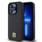 Juodas dėklas telefonui Apple Iphone 15 Pro DKNY PU Leather Repeat Pattern Stack Logo Magsafe