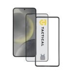 Apsauginis ekrano stikliukas Samsung S24 Plus Tactical Glass Impact Armour matomas su juoda rėmeliu