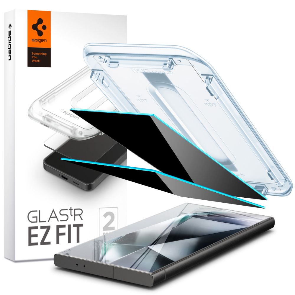 Privatumo apsauginis ekrano stikliukas Samsung Galaxy S24 Ultra Spigen Glass Tr Ez Fit Privacy 2-Pack Privatumo apsauginis ekrano stikliukas Samsung Galaxy S24 Ultra Spigen Glass Tr Ez Fit Privacy 2-Pack su skaidriu montavimo rėmeliu