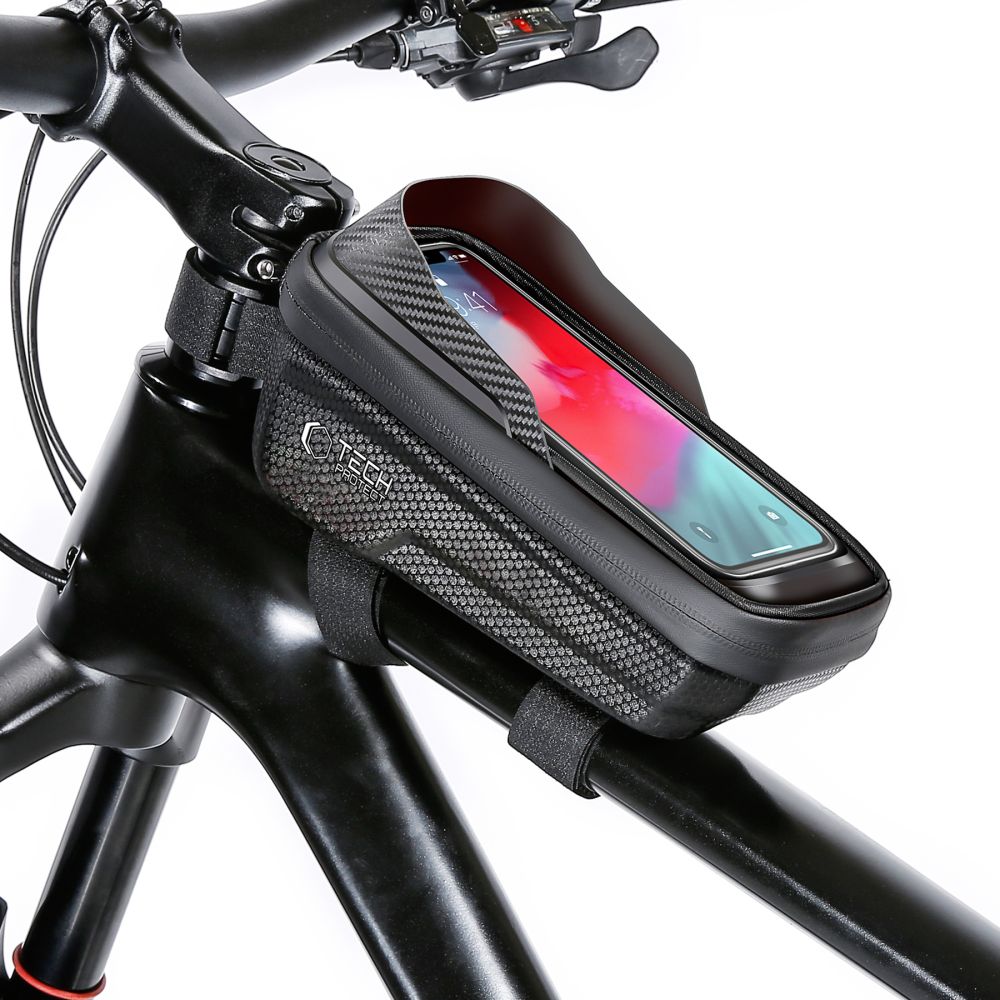 Juodas dviračio krepšys SAKWA TECH-PROTECT V2 UNIVERSAL BIKE M Juodas dviračio krepšys SAKWA TECH-PROTECT V2 UNIVERSAL BIKE M su aiškiai matomu telefono laikikliu