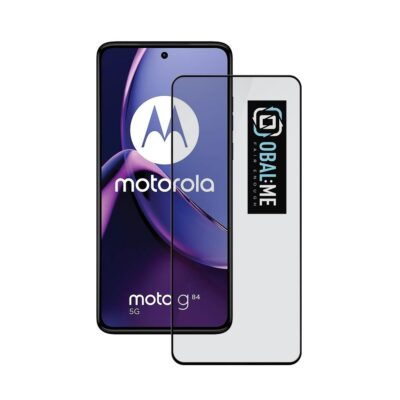 Juodas apsauginis ekrano stikliukas Motorola G84 su OBALME 5D Glass logotipu
