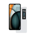 Skaidrus apsauginis ekrano stikliukas Xiaomi Redmi A3 su OBAL:ME logotipu