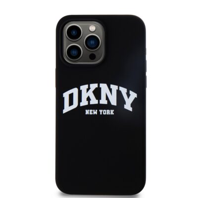 Juodas dėklas telefonui Apple Iphone 14 Pro DKNY Liquid Silicone Arch Logo MagSafe