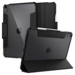 Juodas dėklas Apple Ipad Air 10.9 su standžiu permatomu nugarėle ir laikikliu Apple pieštukui