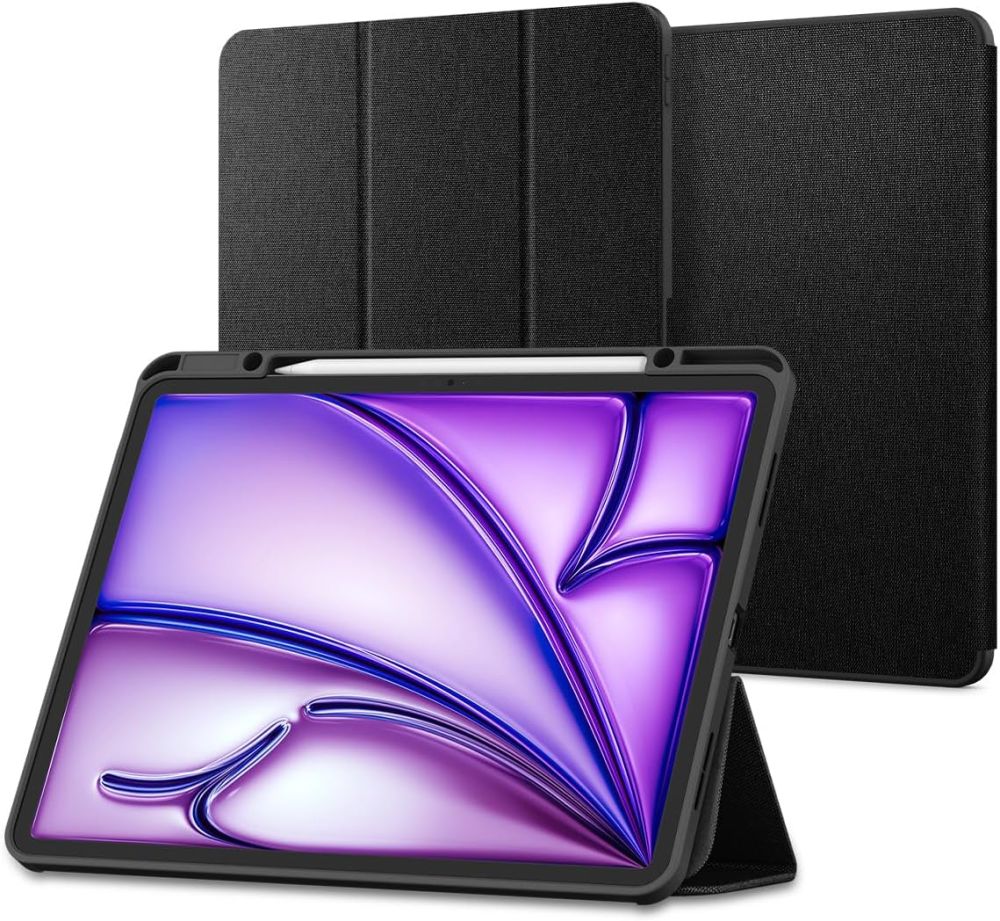 Juodas dėklas Apple iPad Air 10.9 Spigen Urban Fit Juodas dėklas Apple iPad Air 10.9 4 5 2020 2022 11 6 2024 Spigen Urban Fit su tekstūruota medžiaga ir stovėjimo funkcija