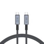 Pilkas kabelis TECH-PROTECT ULTRABOOST MAX USB 4.0 8K 40GBPS TYPE-C PD240W 100CM su tvirtu pynimu ir metaliniu korpusu