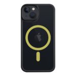 Juodas-geltonas dėklas Apple Iphone 13 su geltonu Magnetinės jungties ženklo piešiniu