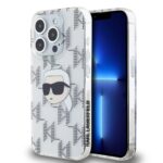 Skaidrus telefonui Apple Iphone 15 Pro dekla su Karl Lagerfeld veido atvaizdu ir juodais tašeliais