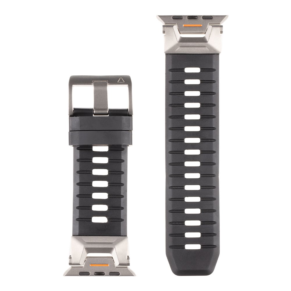 Juoda apyrankė Tactical Tough Band for Apple Watch Ultra Juoda apyrankė Tactical Tough Band for Apple Watch Ultra su metaliniais užsegimais ir reguliuojamais skylutėmis