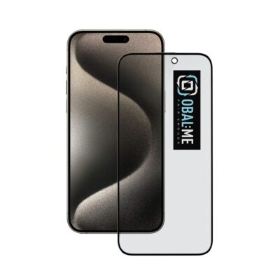 Juodas apsauginis ekrano stikliukas Apple iPhone 15 Pro Max OBALME Privacy 5D Glass Screen Protector