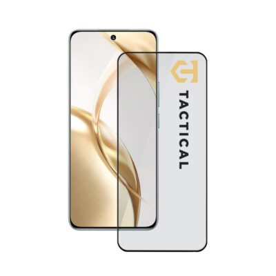 Juodas apsauginis ekrano stikliukas Honor 200 Tactical Glass Shield 5D priešais išmanųjį telefoną