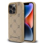Beige dėklas telefonui Apple Iphone 15 Pro Karl Lagerfeld PU Karl Heads raštu ir MagSafe funkcija