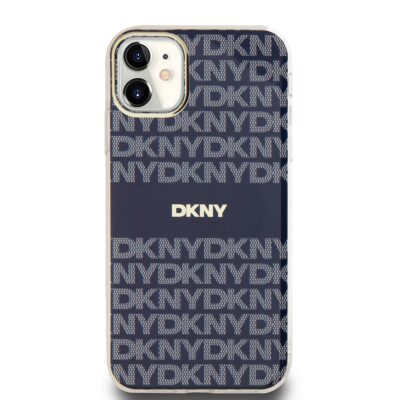 Mėlynas dėklas telefonui Apple Iphone 11 su DKNY logo ir raštu
