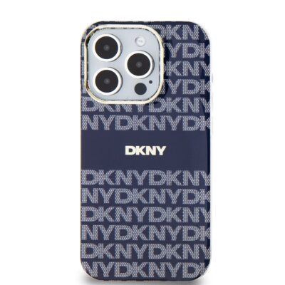 Mėlynas dėklas telefonui Apple Iphone 13 Pro su DKNY logotipu ir raštu