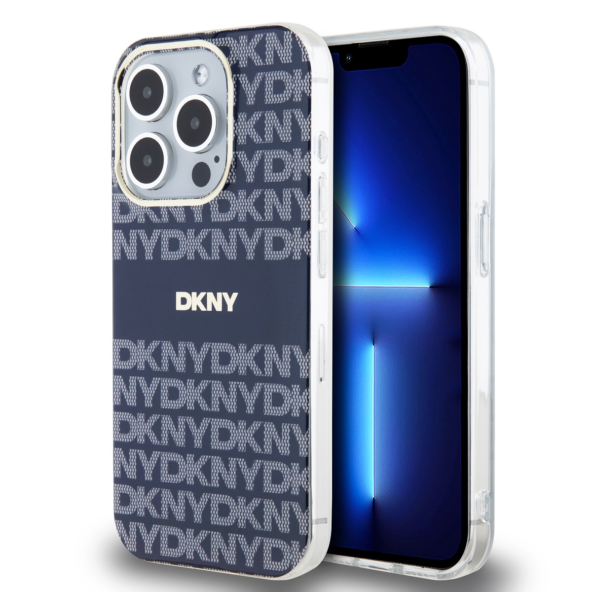 Mėlynas dėklas telefonui Apple Iphone 14 Pro Max DKNY Mėlynas dėklas telefonui Apple Iphone 14 Pro Max DKNY su raštu ir Magsafe funkcija