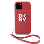 raudonas deklas dkny pu leather stack logo wrist strap telefonui apple iphone 14