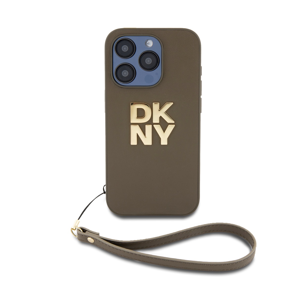 Zalias deklas DKNY PU Leather Stack Logo Apple iPhone 14 Pro Zalias deklas DKNY PU Leather Stack Logo su rankena Apple iPhone 14 Pro telefonui