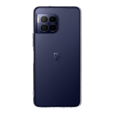Skaidrus dėklas Tactical TPU telefonui T-Mobile T Phone 2 Pro 5G su matoma tamsiai mėlyna telefono nugarėle ir keturiomis kameros lęšių skylėmis