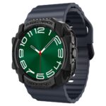 juodas matinis deklas samsung galaxy watch ultra 47mm spigen rugged armor su tamsiai melynu dirzeliu