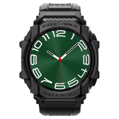 Juodas dėklas Samsung Galaxy Watch Ultra 47mm su tvirtu Rugged Armor Pro dizainu