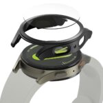 Juodas dėklas ir apsauginis stiklas Samsung Galaxy Watch 7 44mm laikrodžiui, detalus vaizdas
