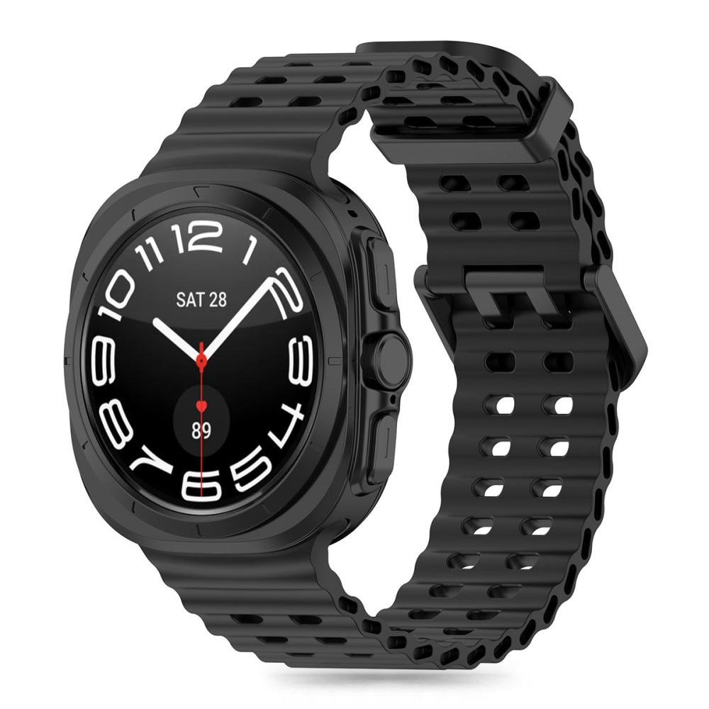Juoda apyrankė Samsung Galaxy Watch Ultra (47mm) Tech-Protect Iconband Pro Juoda apyrankė Samsung Galaxy Watch Ultra 47mm Tech-Protect Iconband Pro su perforuotu silikoniniu dirželiu