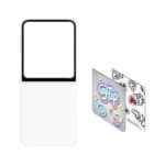 Baltas originalus dėklas EF-ZF741CWE FlipSuit telefonui Samsung Galaxy Z Flip 6 ir dvi dekoratyvinės lipdukų plokštelės