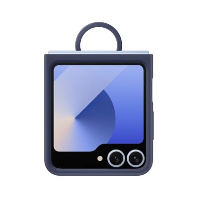 Mėlynas originalus dėklas EF-PF741TNE silikoninis dangtelis su žiedu Samsung Galaxy Z Flip 6 telefonui