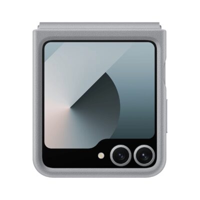 Pilkas originalus deklas EF-VF741PJE KindSuit Cover telefonui Samsung Galaxy Z Flip 6 su matiniu pavirsiu ir kameru ispjova