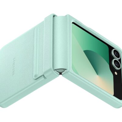 Mėtos originalus dėklas EF-VF741PME KindSuit Cover telefonui Samsung Galaxy Z Flip 6 šviesiai žalias atverčiamas dizainas