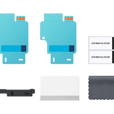 Originali apsauginė ekrano plėvelė Samsung Galaxy Z Flip 6 komplekte su valymo servetėle ir dulkių lipdukais