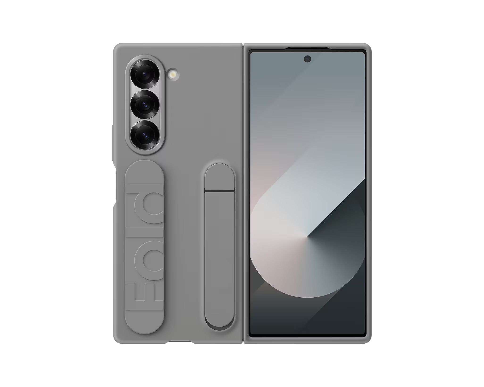 Pilkas originalus dėklas EF-MF956TJE stojantis su dirželiu Samsung Galaxy Z Fold 6 Pilkas originalus dėklas EF-MF956TJE Standing Cover with Strap telefonui Samsung Galaxy Z Fold 6 su dviem silikoniniais dirželiais ir kamerų apsauga