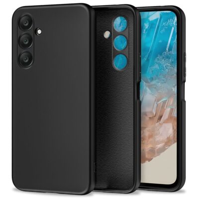 Juodas dėklas Samsung Galaxy M35 5G Tech-Protect Icon su trimis kamerų raišteliais