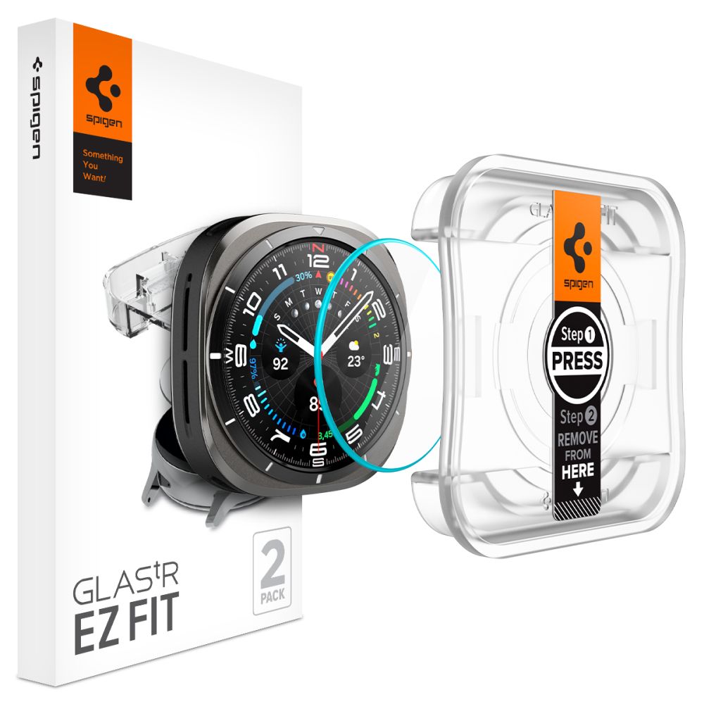 Apsauginis ekrano stikliukas Samsung Galaxy Watch Ultra (47mm) Spigen Glas Tr Ez Fit Apsauginis ekrano stikliukas Samsung Galaxy Watch Ultra (47mm) Spigen Glas Tr Ez Fit komplektas su laikrodziu ir priedais
