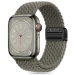 Olive pilka apyranke Apple Watch su Tech-Protect Nylonmag tvirtinimu